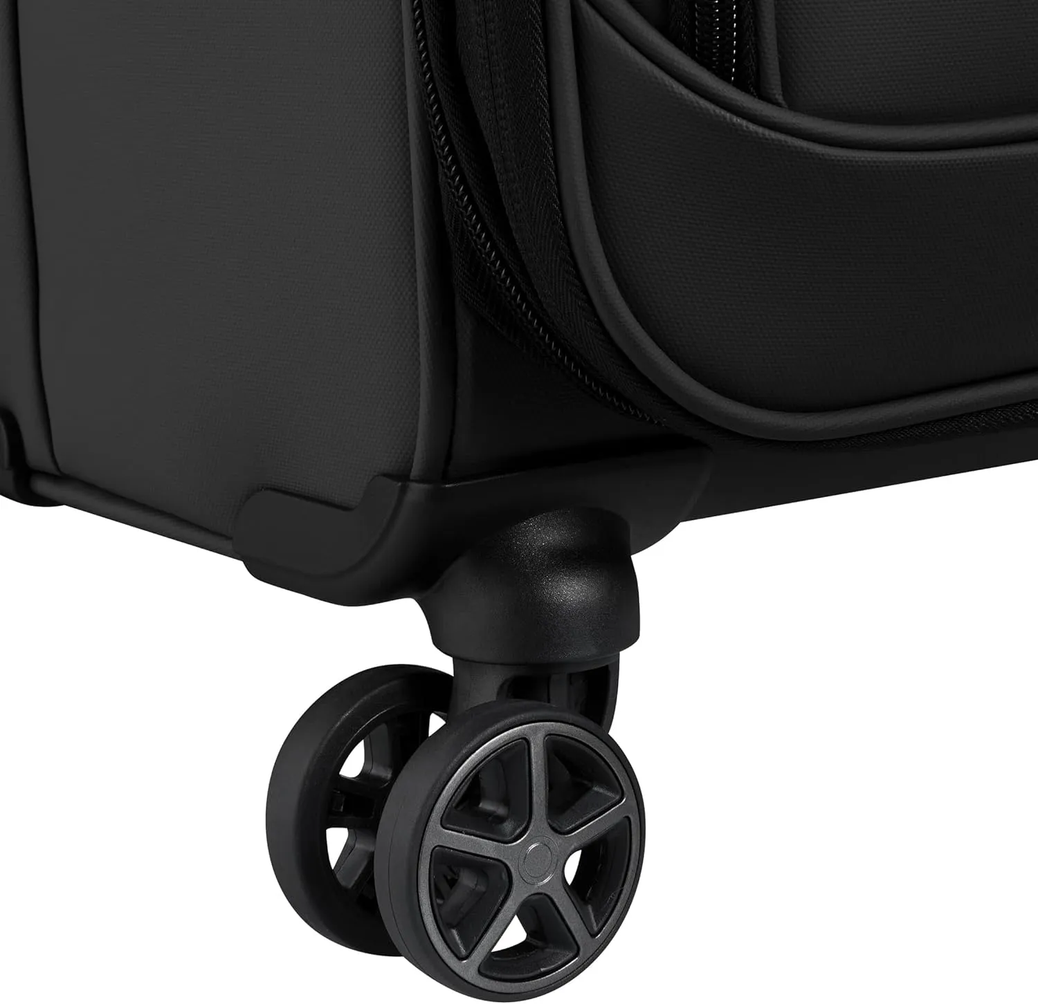 DELSEY PARIS Sky Lite 24-Inch Medium Lightweight Check-In Luggage - Water-Resistant Polyester, Dual Spinner Wheels, Multiple Exterior Pockets, Black - Softside Bag for Easy Travel