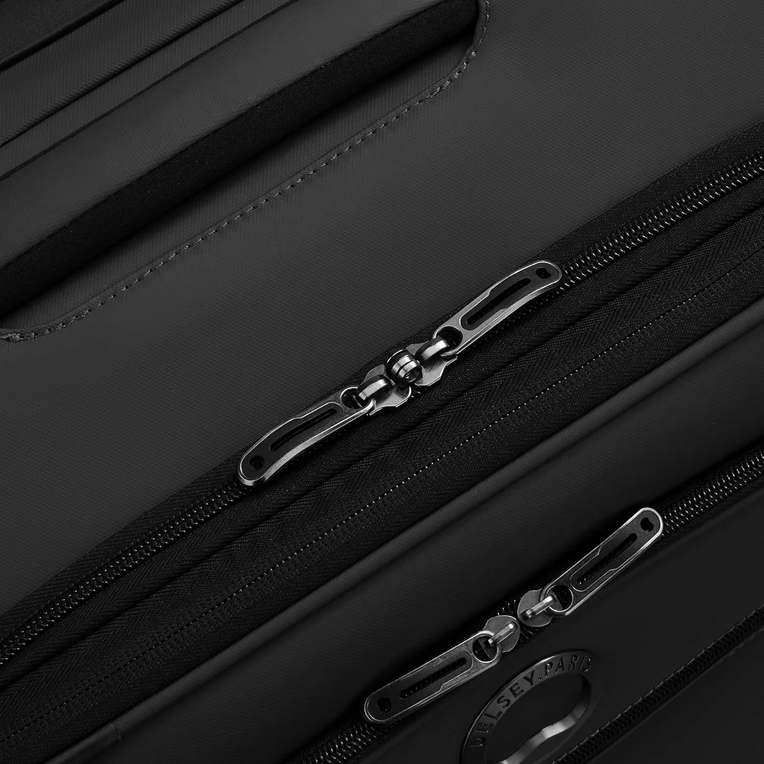 DELSEY PARIS Sky Lite 24-Inch Medium Lightweight Check-In Luggage - Water-Resistant Polyester, Dual Spinner Wheels, Multiple Exterior Pockets, Black - Softside Bag for Easy Travel