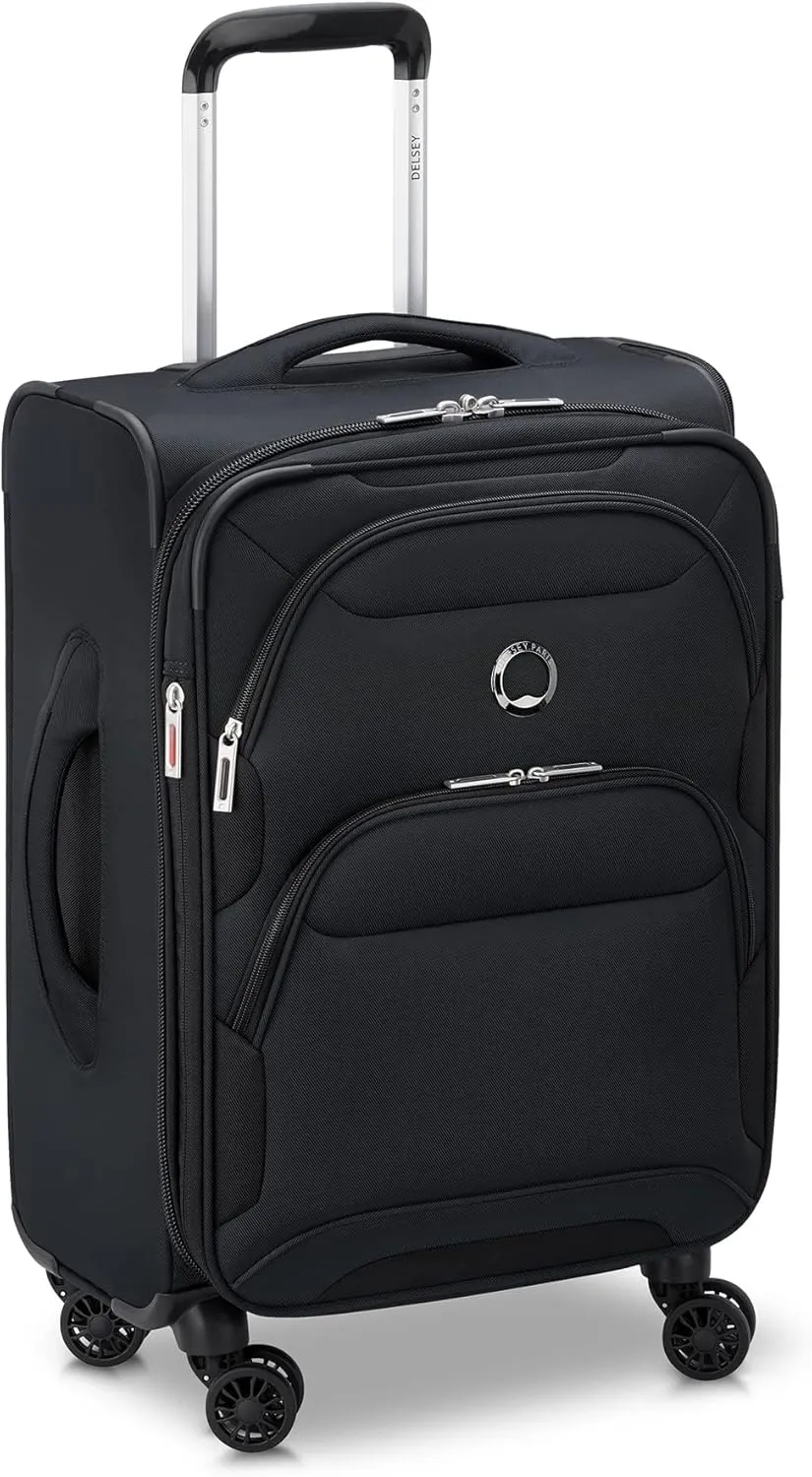 DELSEY PARIS Sky Max 2.0 Softside Expandable Luggage with Spinner Wheels, Black, Carry-on 21 Inch