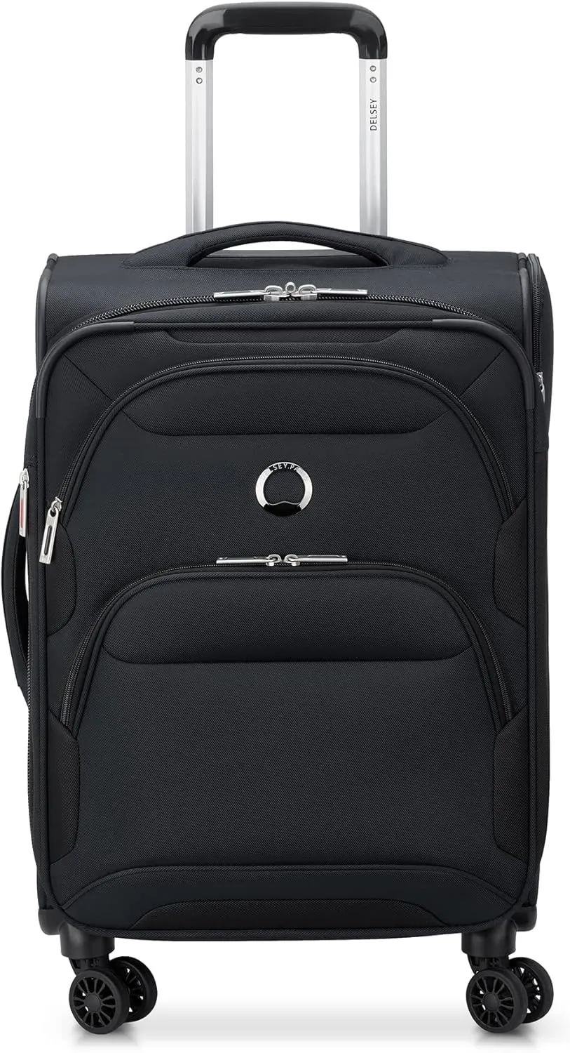 DELSEY PARIS Sky Max 2.0 Softside Expandable Luggage with Spinner Wheels, Black, Carry-on 21 Inch