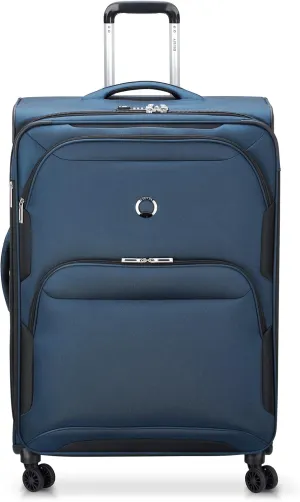 DELSEY PARIS Sky Max 2.0 Softside Expandable Luggage with Spinner Wheels, Blue, Checked-Large, 28 Inch
