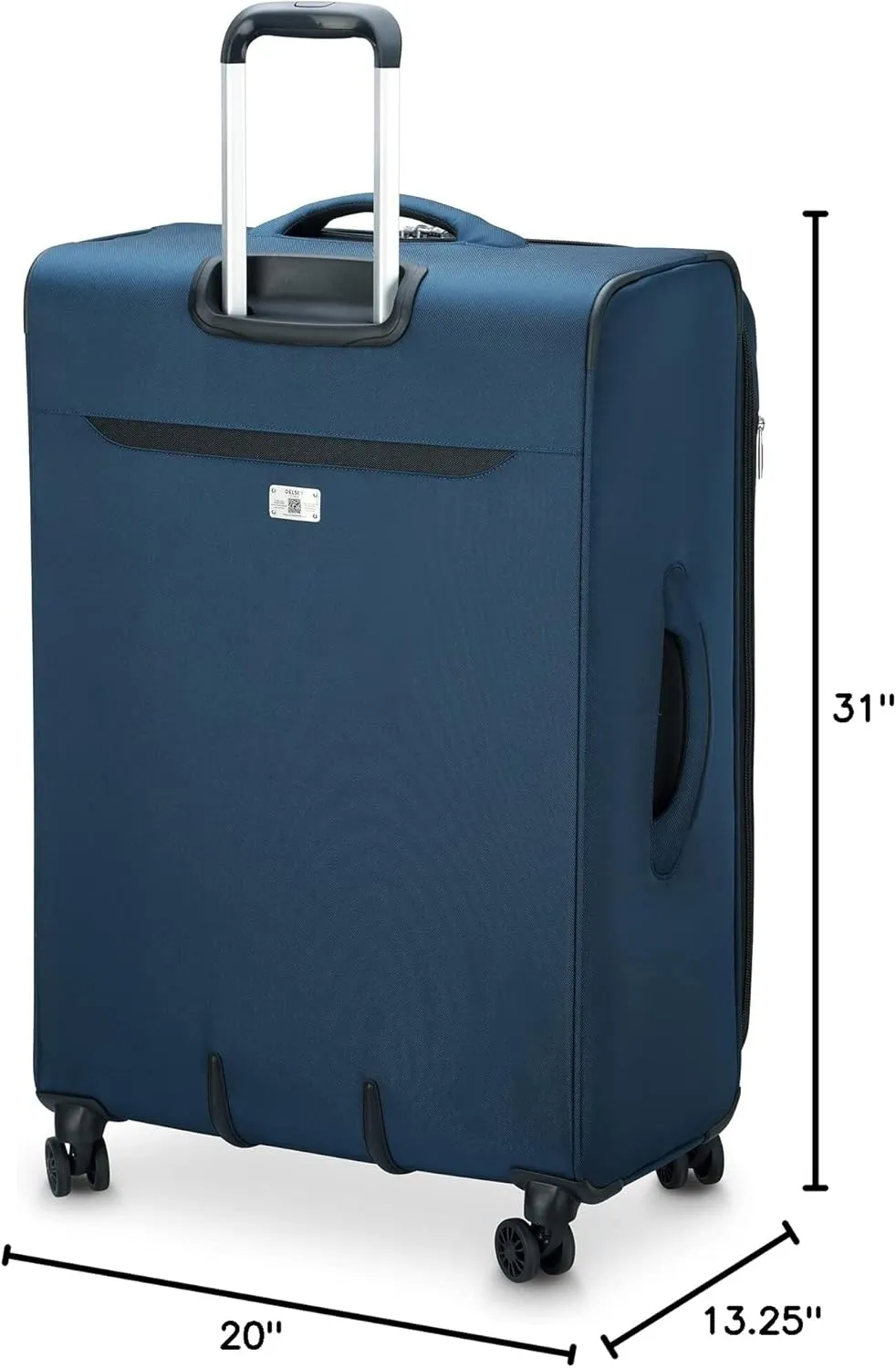 DELSEY PARIS Sky Max 2.0 Softside Expandable Luggage with Spinner Wheels, Blue, Checked-Large, 28 Inch