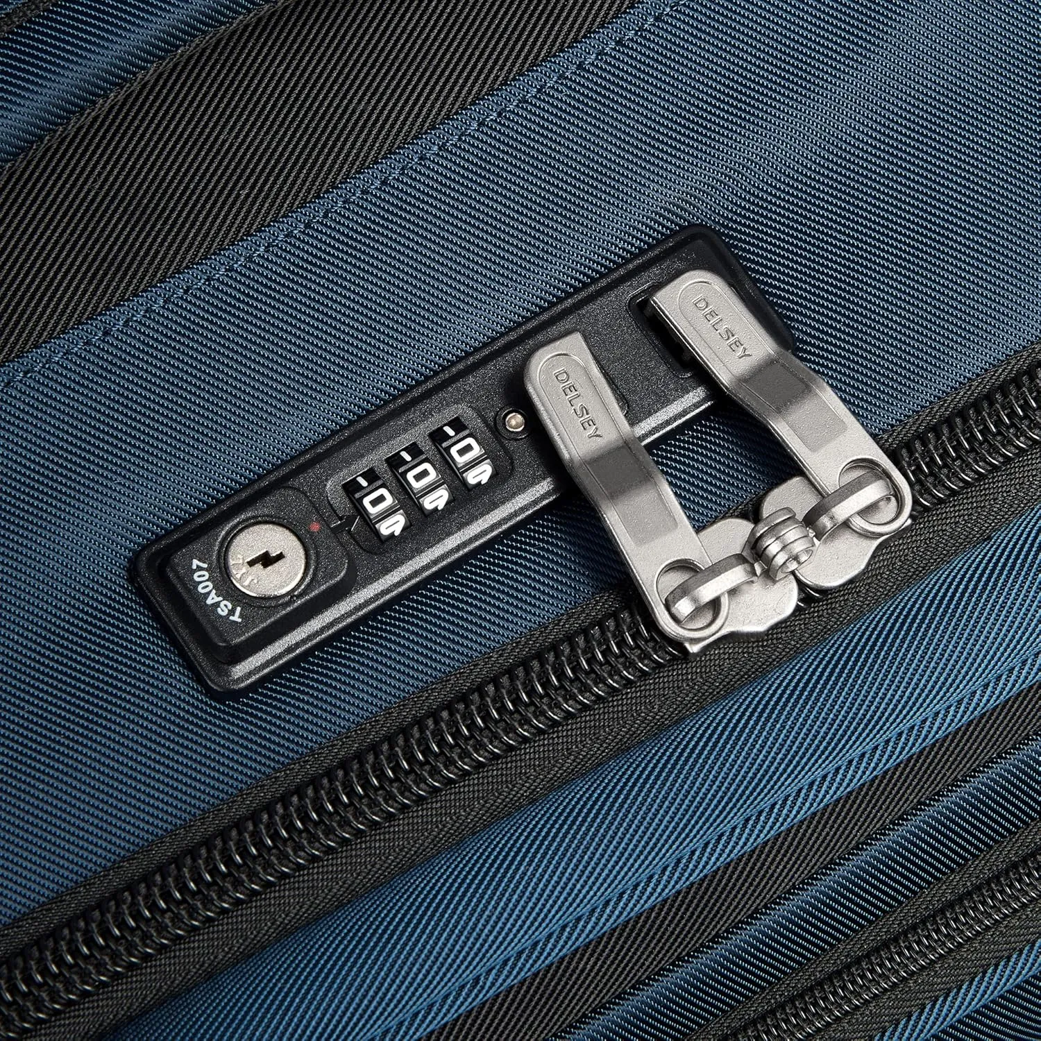 DELSEY PARIS Sky Max 2.0 Softside Expandable Luggage with Spinner Wheels, Blue, Checked-Large, 28 Inch