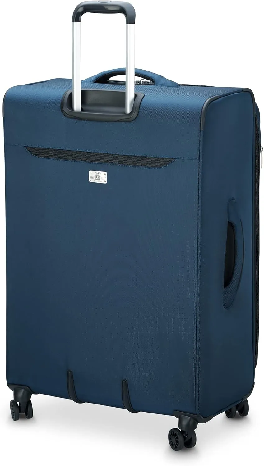 DELSEY PARIS Sky Max 2.0 Softside Expandable Luggage with Spinner Wheels, Blue, Checked-Large, 28 Inch