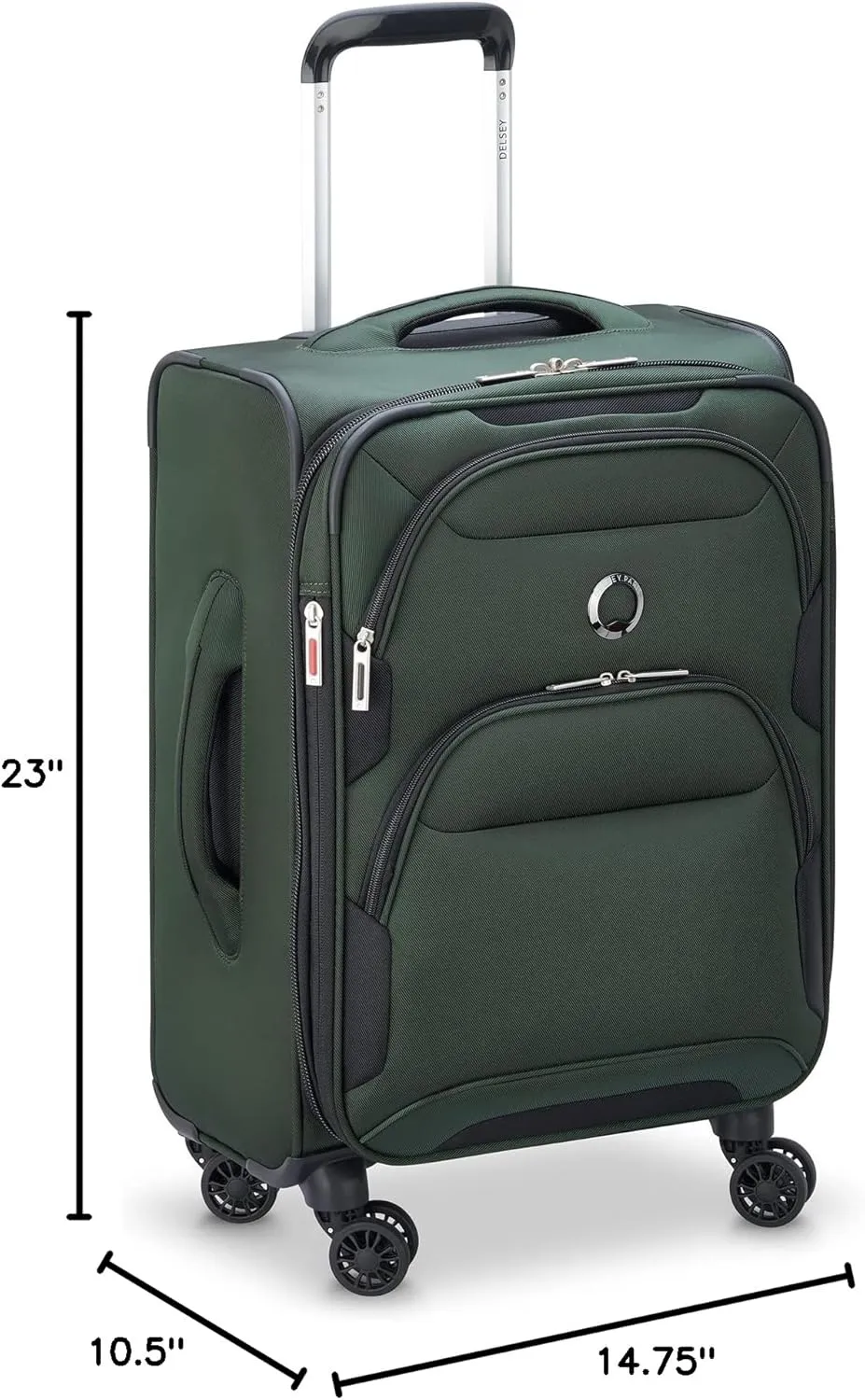 DELSEY PARIS Sky Max 2.0 Softside Expandable Luggage with Spinner Wheels, Green, Carry-on 21 Inch