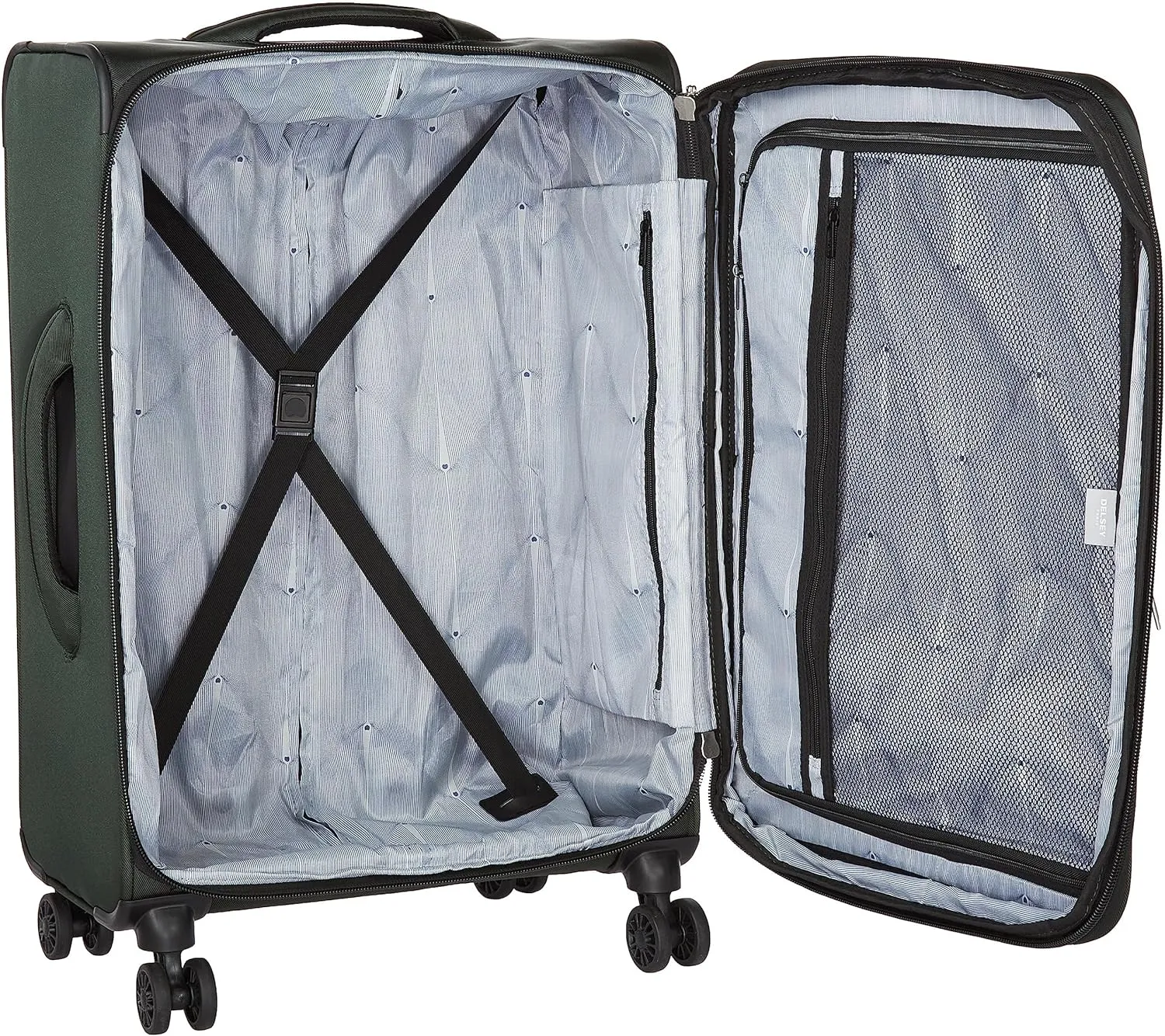 DELSEY PARIS Sky Max 2.0 Softside Expandable Luggage with Spinner Wheels, Green, Carry-on 21 Inch