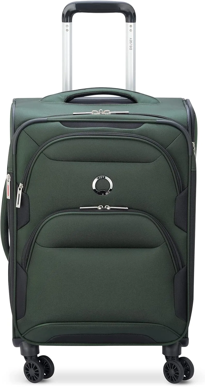 DELSEY PARIS Sky Max 2.0 Softside Expandable Luggage with Spinner Wheels, Green, Carry-on 21 Inch