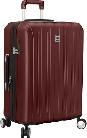 DELSEY PARIS Titanium Hardside Expandable Luggage with Spinner Wheels Checked Luggage, Black Cherry Red, Checked-Medium 25 Inch