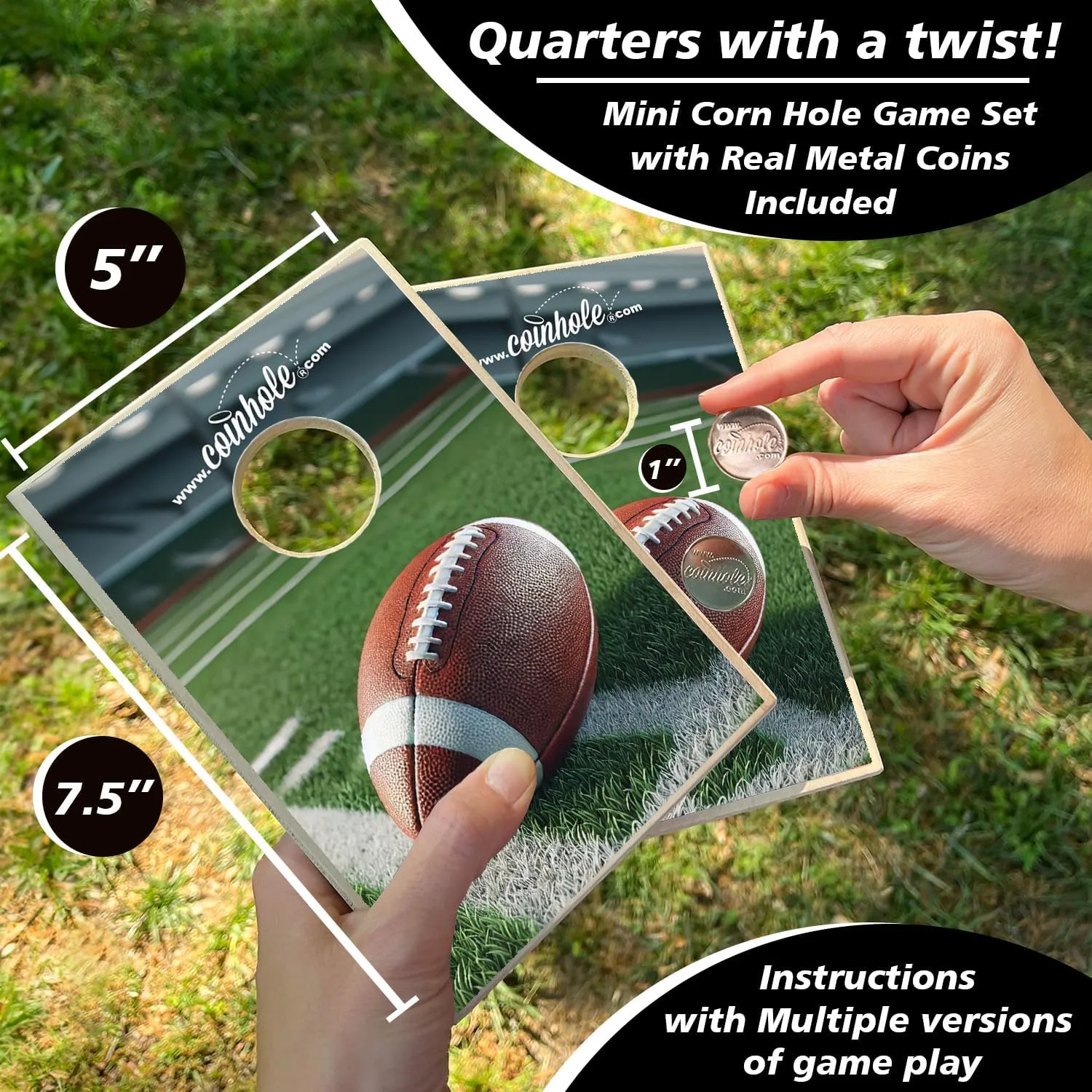 Desktop Coin Bouncing Party Set | Tabletop Cornhole Board | Small Travel Game Includes Coins
