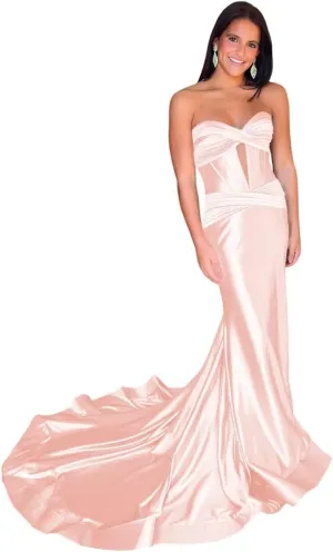 Dessiny Strapless Sweetheart Prom Dresses Long for Women 2024 with Slit Ruched Satin Formal Evening Gown for Party DE109