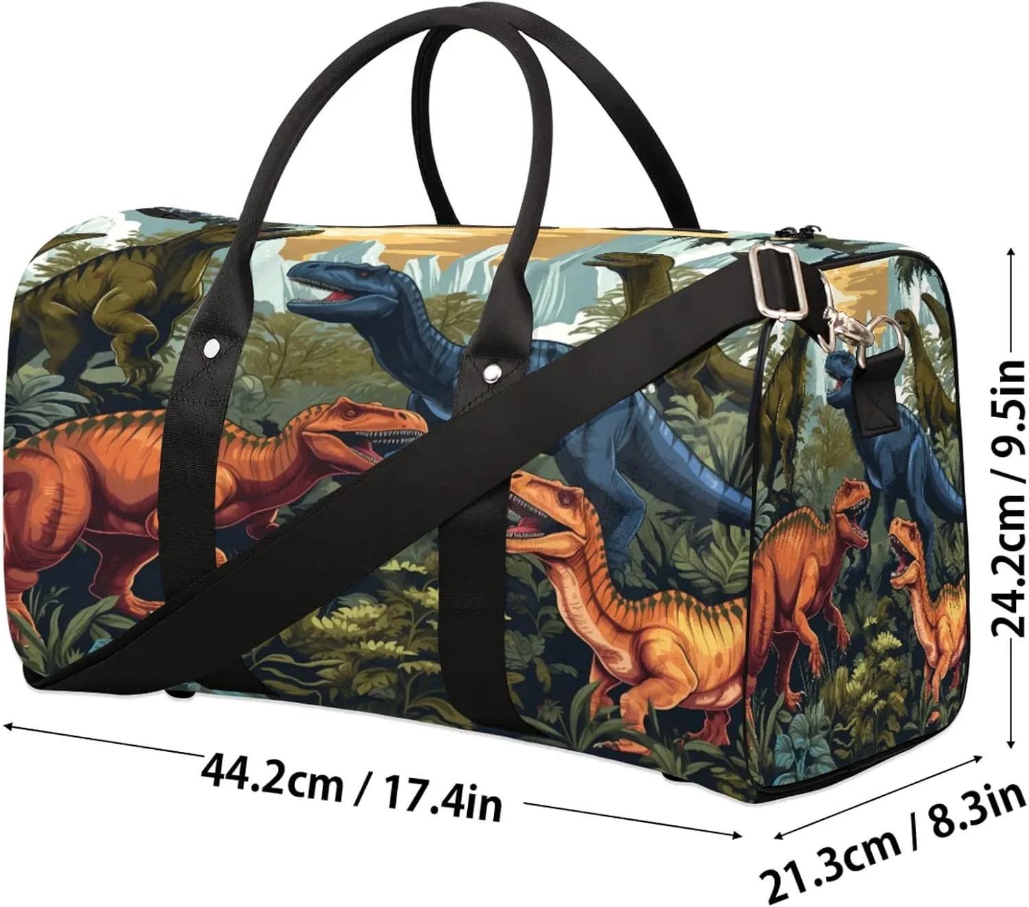 Dinosaur Dino Travel Bag for Men Women, Gym Duffle Bags for Travel, Carry On Luggage Bag, Weekender Overnight Workout Bags