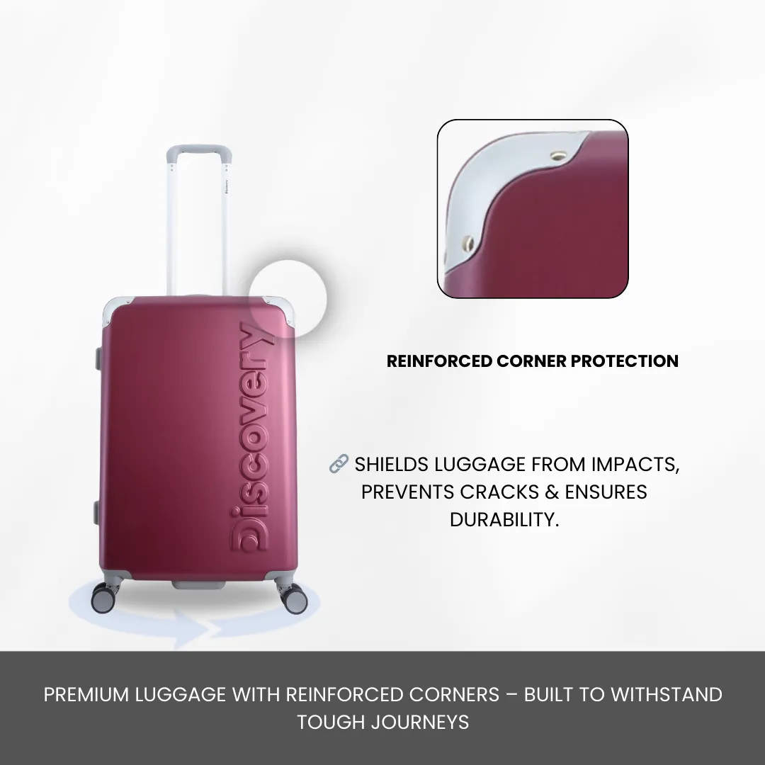 Discovery Focus ABS Hardside Carry-on Travel Buisness Luggage, Durable Lightweight 4 Double Wheel Trolley Bag, TSA Combination Lock, 20" Suitcase, Small Cabin Trolley - Purple.