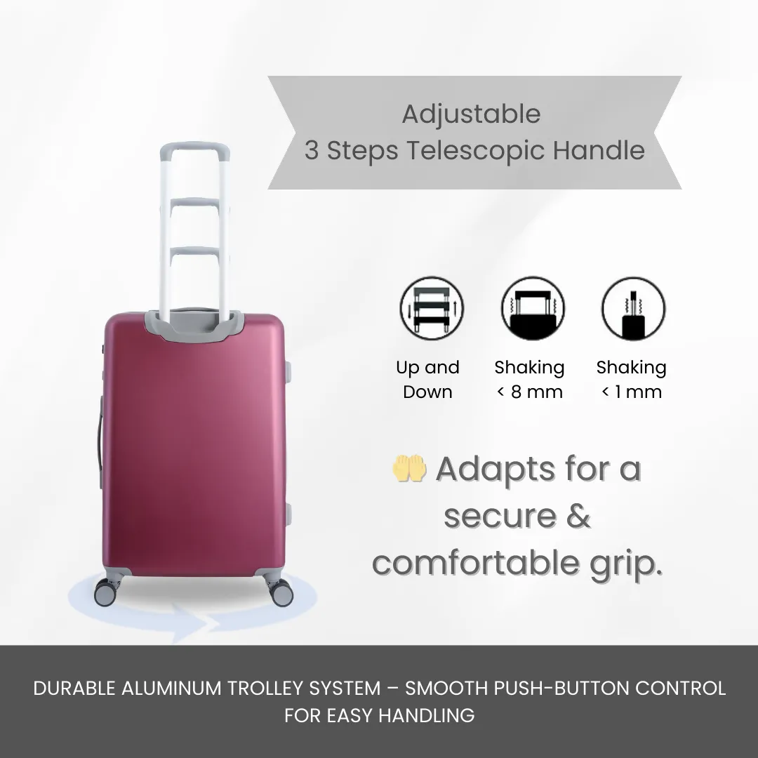 Discovery Focus ABS Hardside Carry-on Travel Buisness Luggage, Durable Lightweight 4 Double Wheel Trolley Bag, TSA Combination Lock, 20" Suitcase, Small Cabin Trolley - Purple.