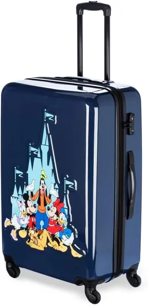 DISNEY STORE Official 28-Inch Hardside Large Luggage with Spinner Wheels and Retractable Handle, Rolling Suitcase for Travel - Mickey Mouse and Friends at Fantasyland Castle