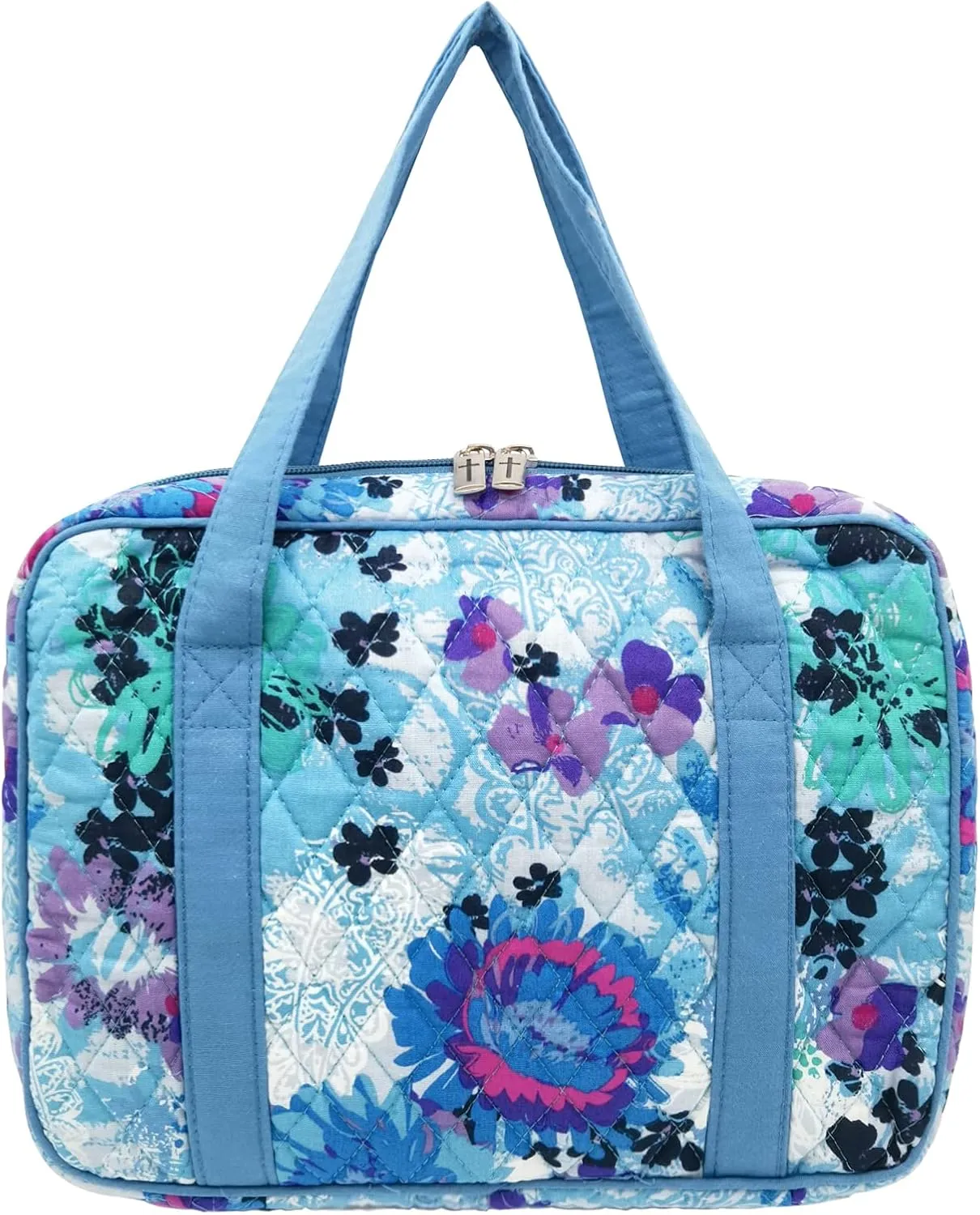DIWI Quilted Bible Cover Extra Large Sizes 11.25 X 8.25 X 2.75 Inches Bible Tote Good Book Case (XL, C2 Watercolor Blue)