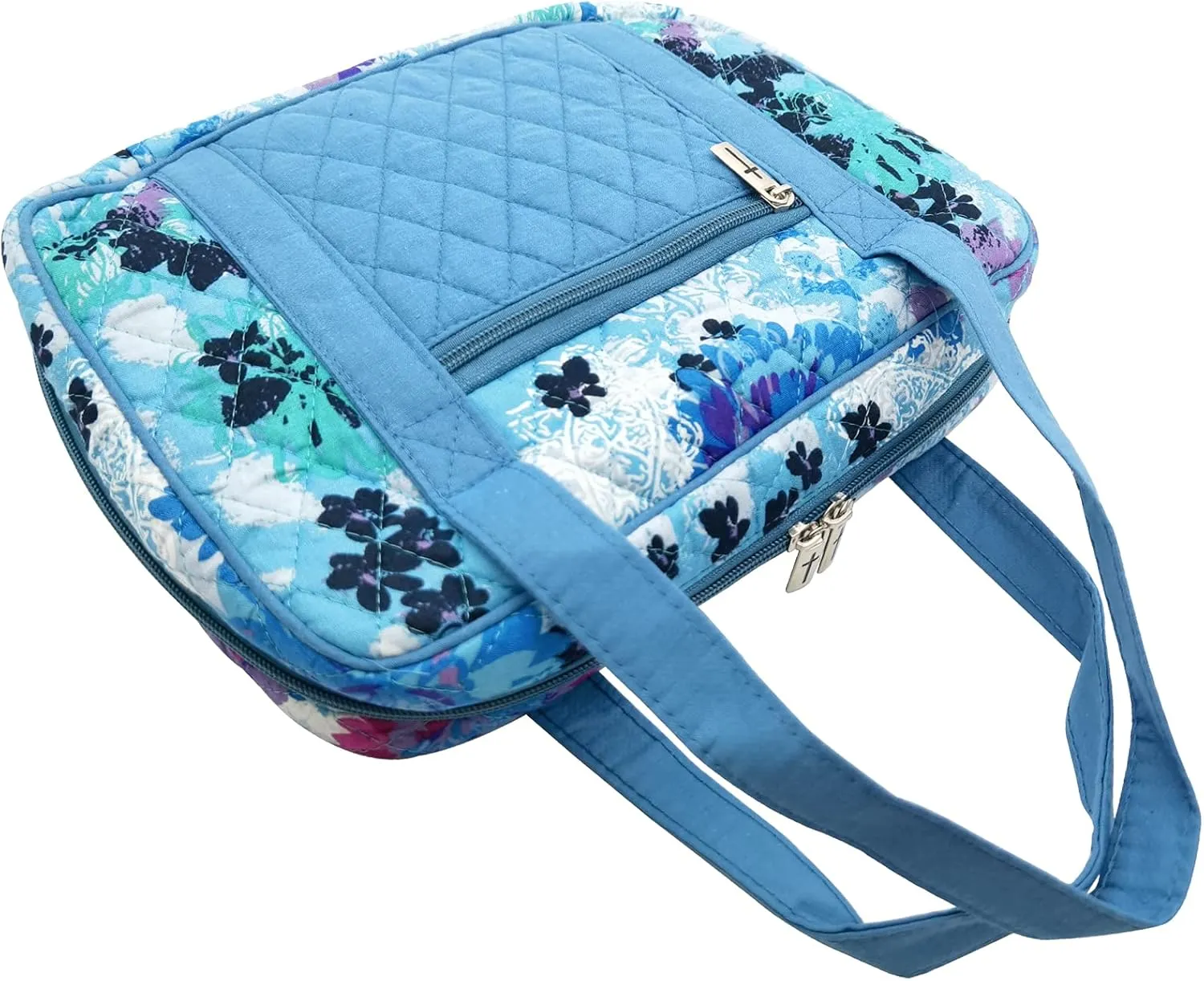 DIWI Quilted Bible Cover Extra Large Sizes 11.25 X 8.25 X 2.75 Inches Bible Tote Good Book Case (XL, C2 Watercolor Blue)