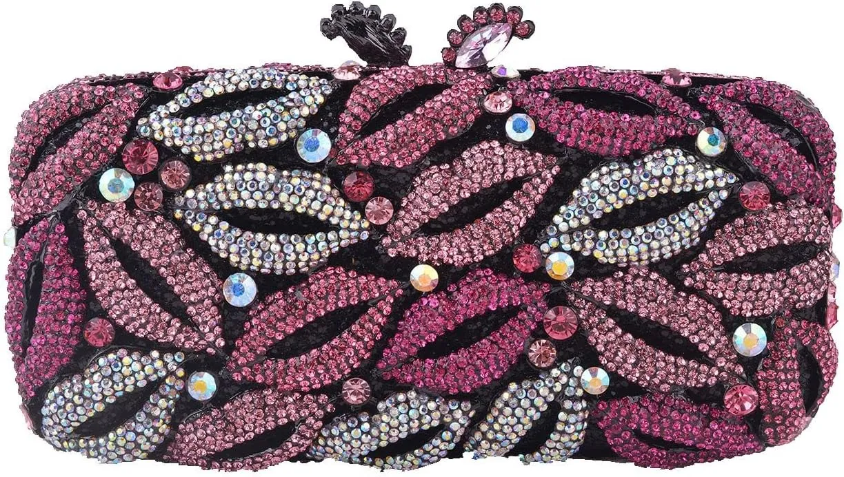 DJBM Women Lips Shaped Rhinestone Clutch Metal Crystal Evening Bags for Women Clutch Purse for Evening Party Cocktail