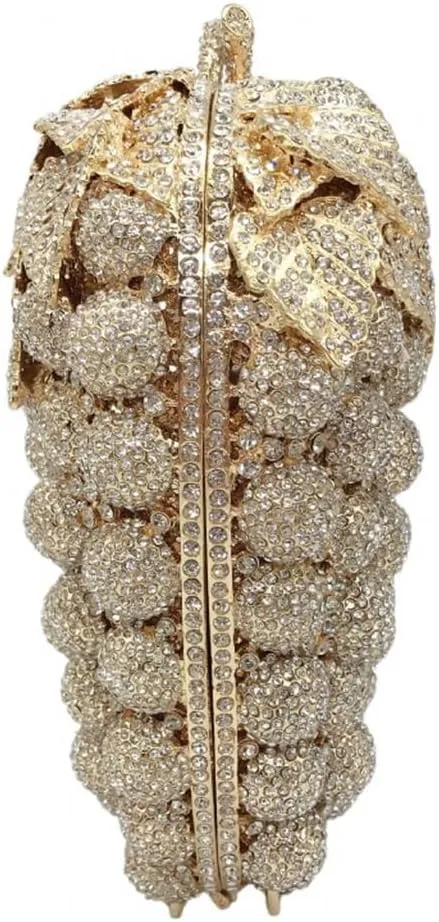 DJBM Women Unique Grape Luxury Handbag Hollow Sparkly Diamond Chain Purse for Evening Party