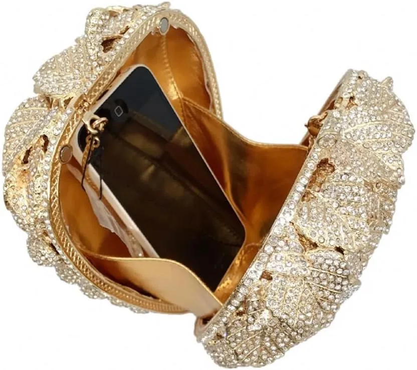 DJBM Women Unique Grape Luxury Handbag Hollow Sparkly Diamond Chain Purse for Evening Party