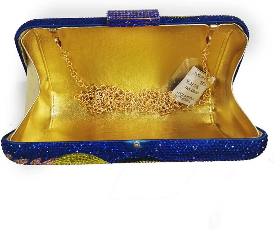 DJBM Women's Colorful Bird Crystal Bag Shiny Luxury Diamond Chain Purse for Night Dates Party