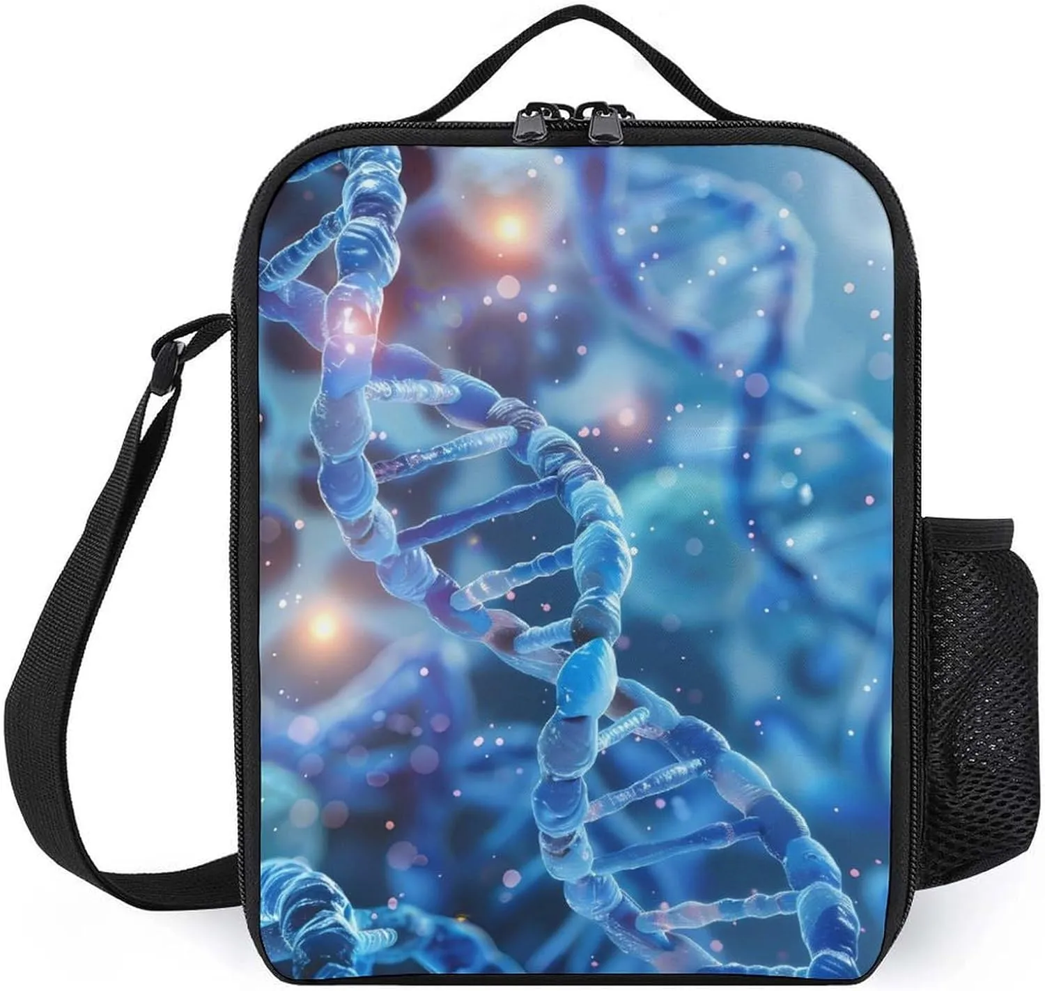 DNA Cell Scientific Insulated Lunch Bag Portable Lunch Box Lunch Tote Bag with Shoulder Strap for Work Travel