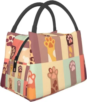 Dog Cat Paw Topics Lunch Bag for Women Men Adult Portable Insulated Lunch Box Tote Bag Reusable Travel Work Leakproof Thermal Cooler Lunch Snack Bags for Outdoor Office Picnic Camping