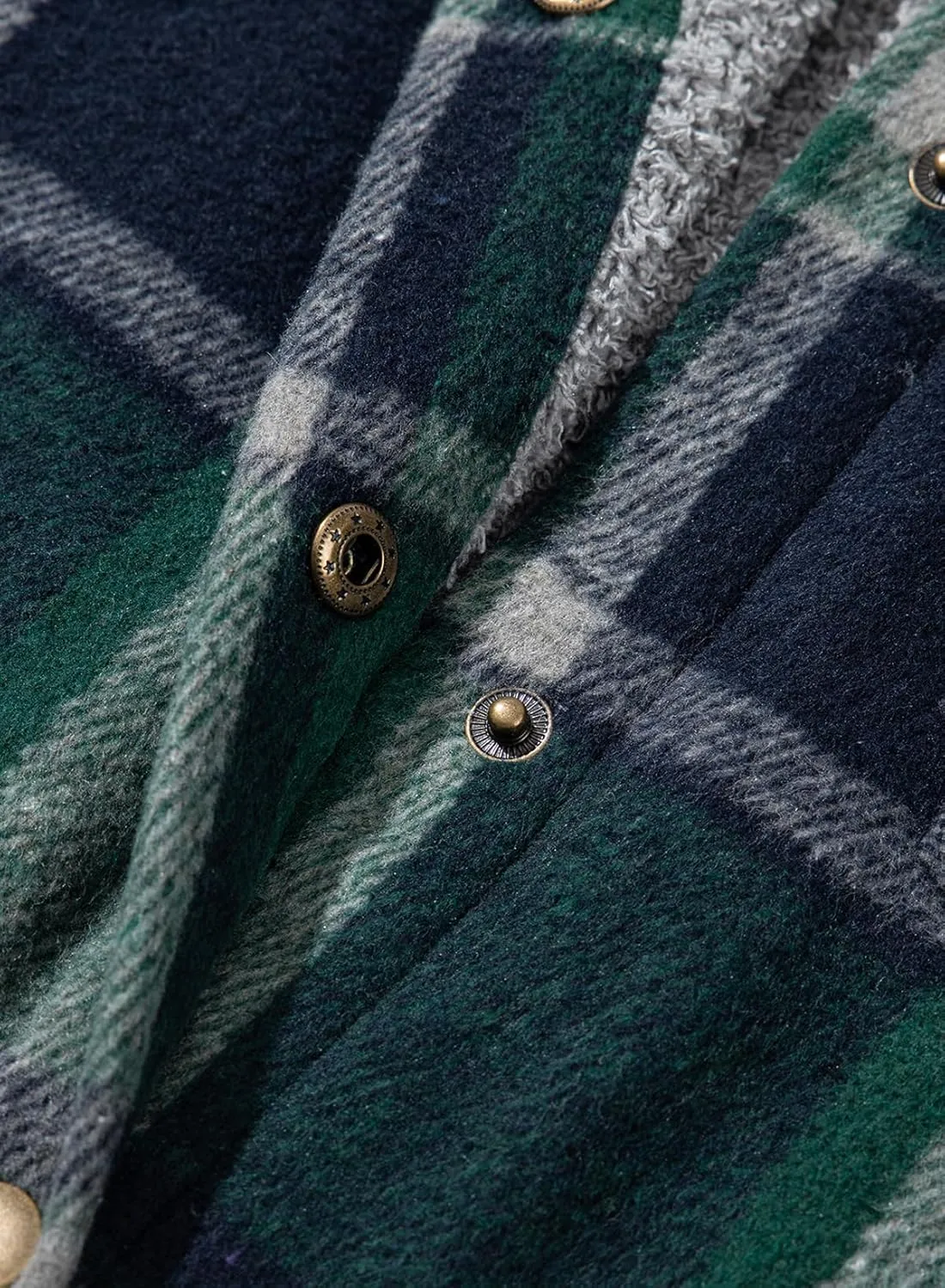 Dokotoo Women's Flannel Hooded Plaid 2024 Shacket Thick Coat Winter Coat for Warmth Button down Warm and Fuzzy Fleece Jacket