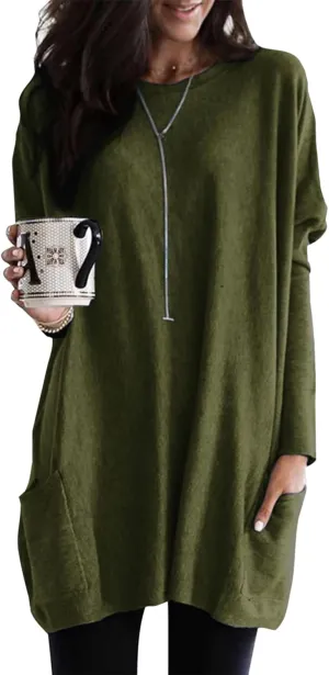 Dokotoo Womens Spring Fall Outfits Casual Long Sleeve Shirts Fashion Tunic Tops for Women Loose Fit Dressy