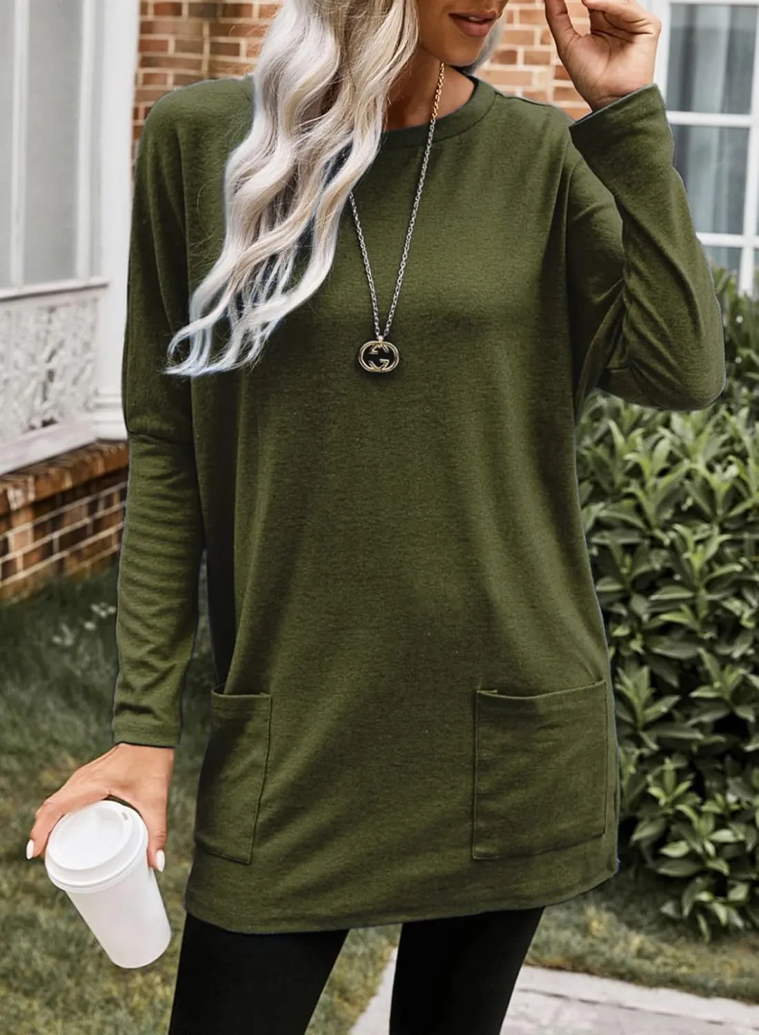 Dokotoo Womens Spring Fall Outfits Casual Long Sleeve Shirts Fashion Tunic Tops for Women Loose Fit Dressy