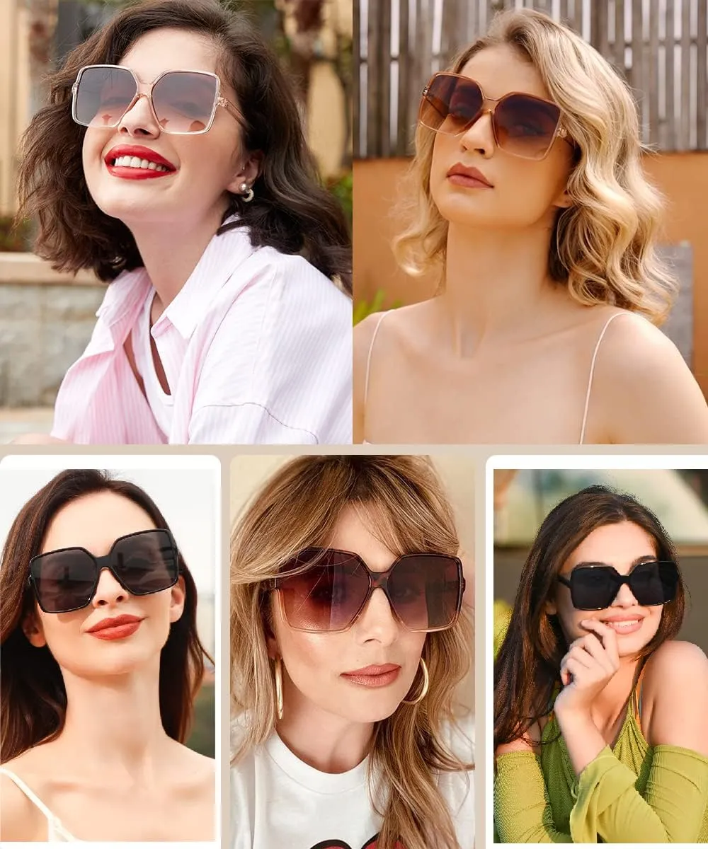 Dollger Oversized Square Sunglasses for Women Big Large Wide Fashion Shades for Men UV Protection Unisex