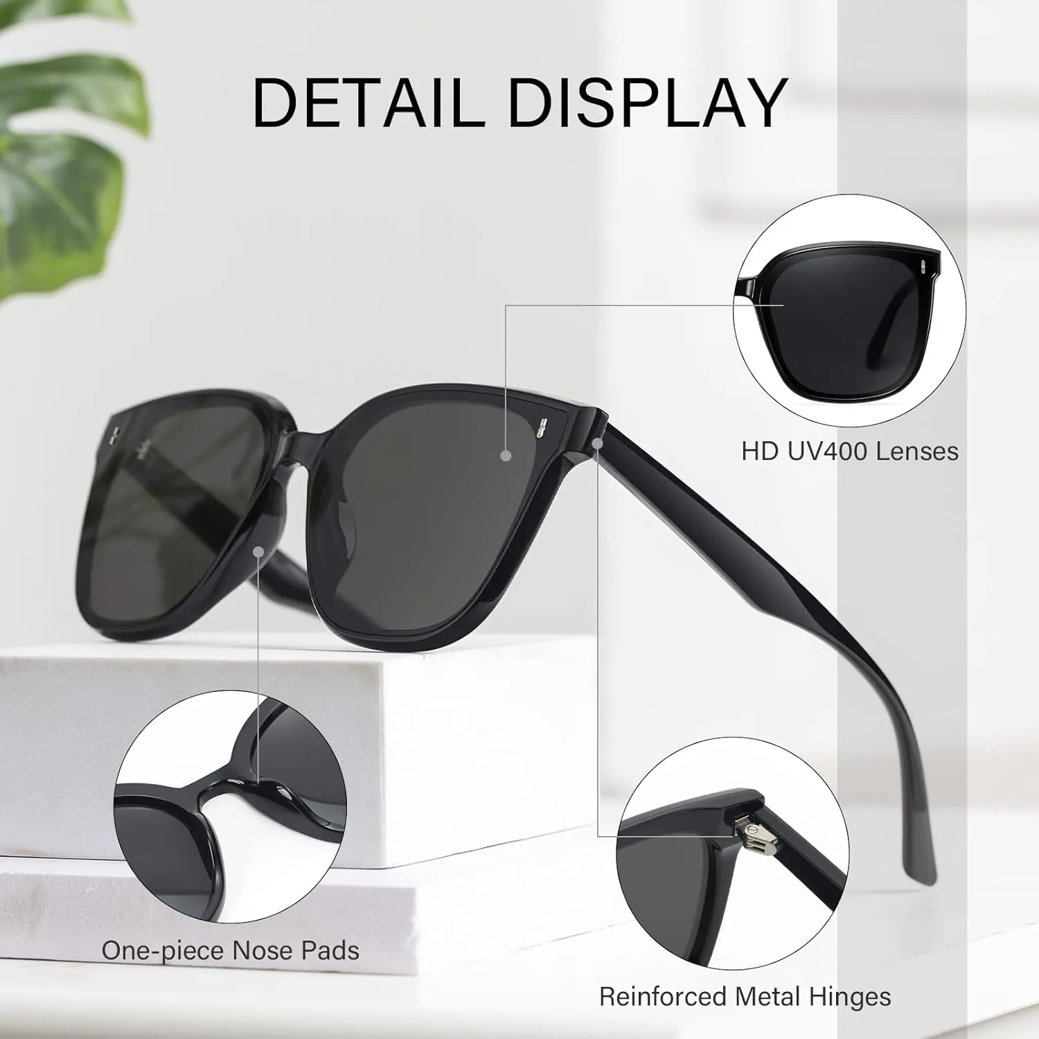 Dollger Retro Oversized Square Sunglasses for Women Trendy Classic Style Sun Glasses UV400 Protection