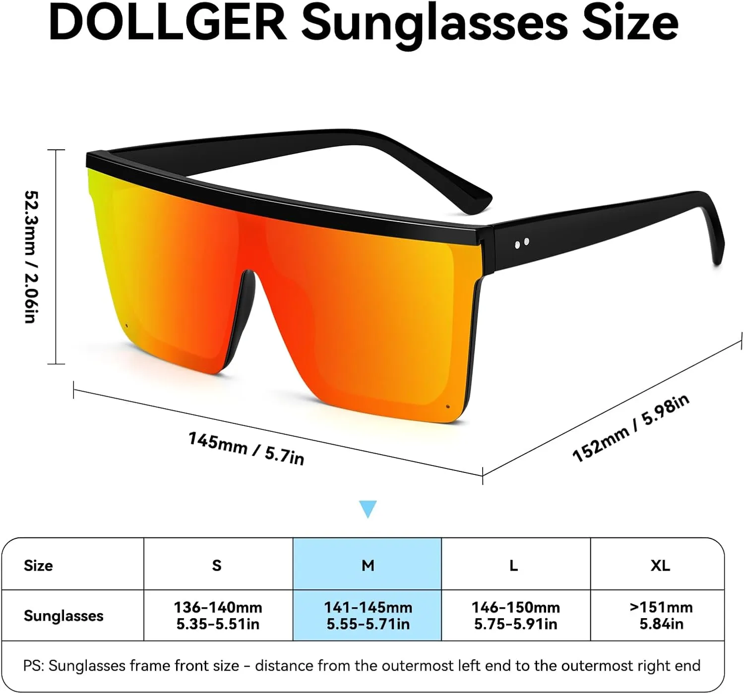Dollger Square Oversized Sunglasses for Women Men Fashion Flat Top Big Black Frame Shades