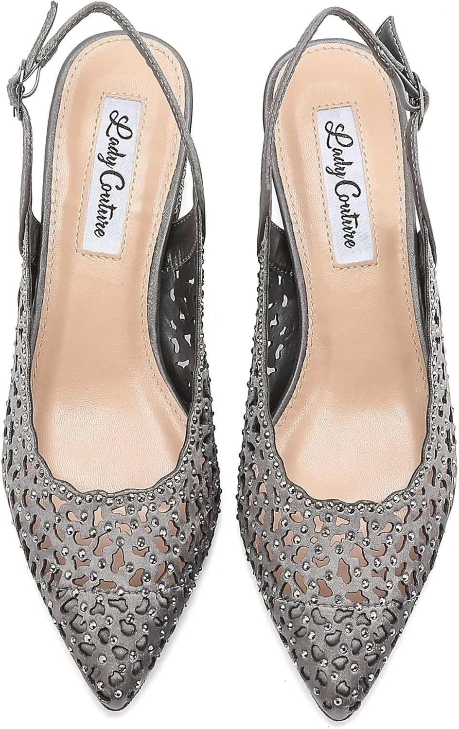 DONNA Rhinestone Satin Block Heel Slingback