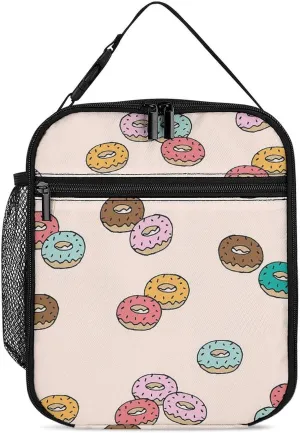 Donut Reusable Lunch Bag Insulated Portable Lunch Box Bag Leak Proof Dining Bag Lunch Box Container Tote Pattern174, 27.5X20cm, style