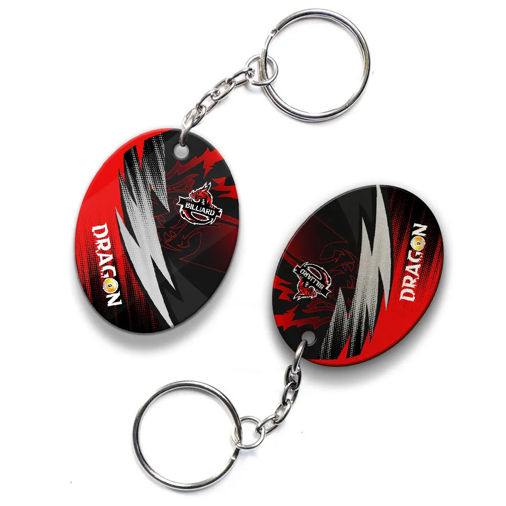 Dragon Team Billiard Pool 9 Ball On Fire Personalized Name 3D Keychain Gift For Billiard Players