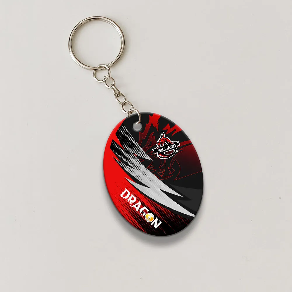 Dragon Team Billiard Pool 9 Ball On Fire Personalized Name 3D Keychain Gift For Billiard Players