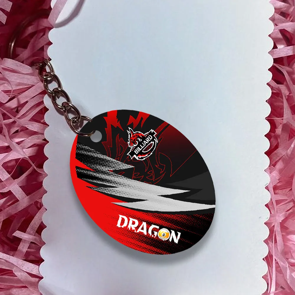 Dragon Team Billiard Pool 9 Ball On Fire Personalized Name 3D Keychain Gift For Billiard Players