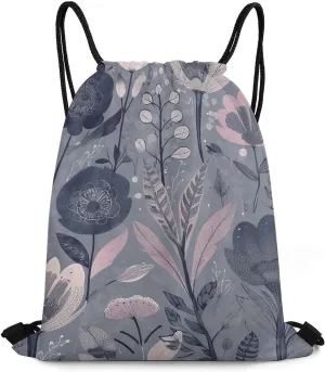 Drawstring Backpack Sports Gym Bag Botanical Illustration Drawstring Bags for Gym Sports Yoga Travel