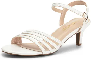 DREAM PAIRS Women's Low Kitten Heels Open Round Toe Comfortable Strappy Heels for Daily Casual Dressy Wedding Party Evening Sandals