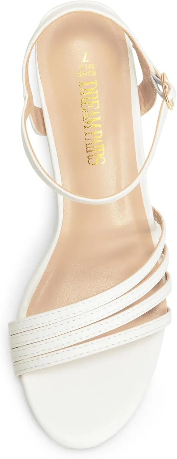 DREAM PAIRS Women's Low Kitten Heels Open Round Toe Comfortable Strappy Heels for Daily Casual Dressy Wedding Party Evening Sandals