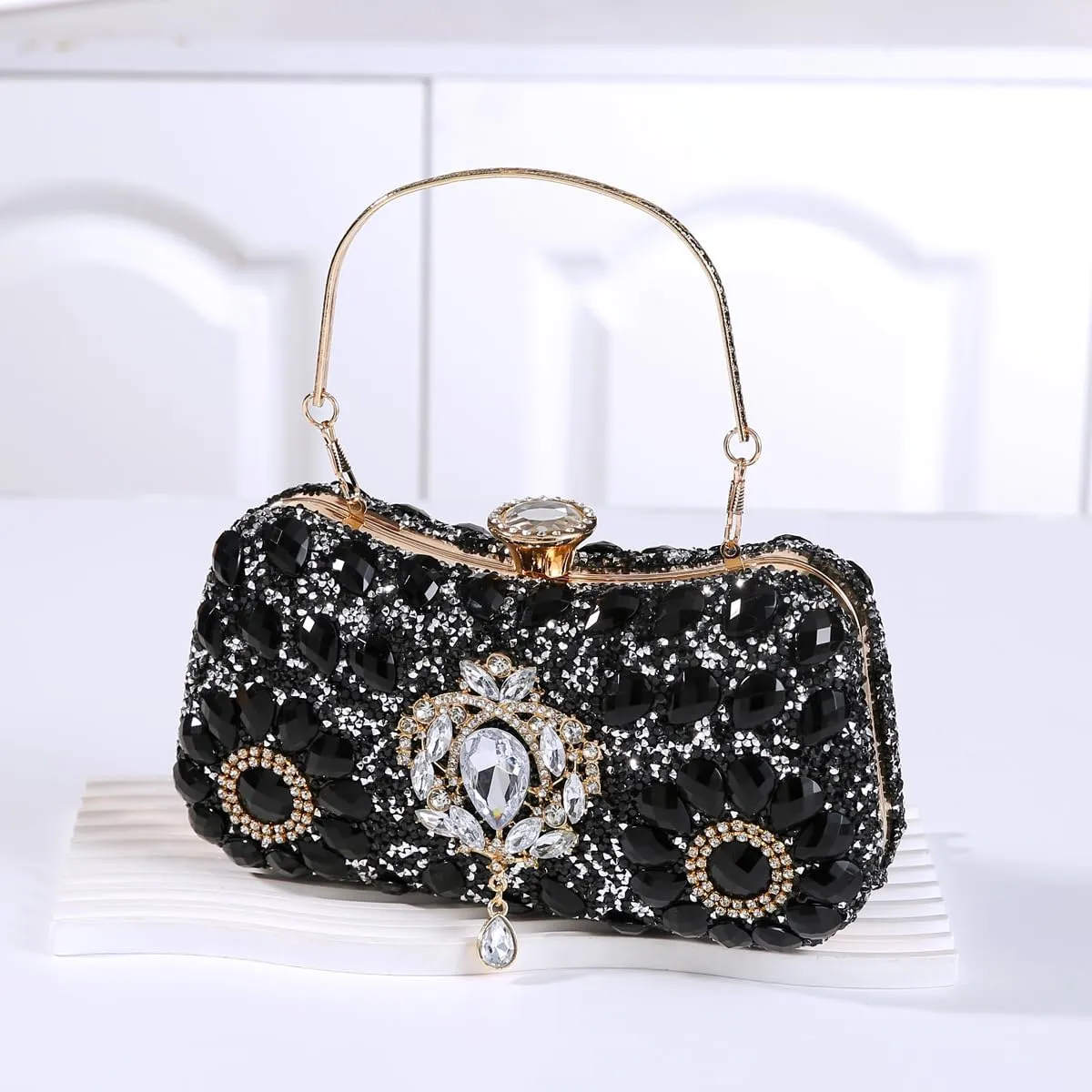 Dreubea Clutch Purses for Women Rhinestone Evening Bag Sparkling Crystal Wedding Party Handbags