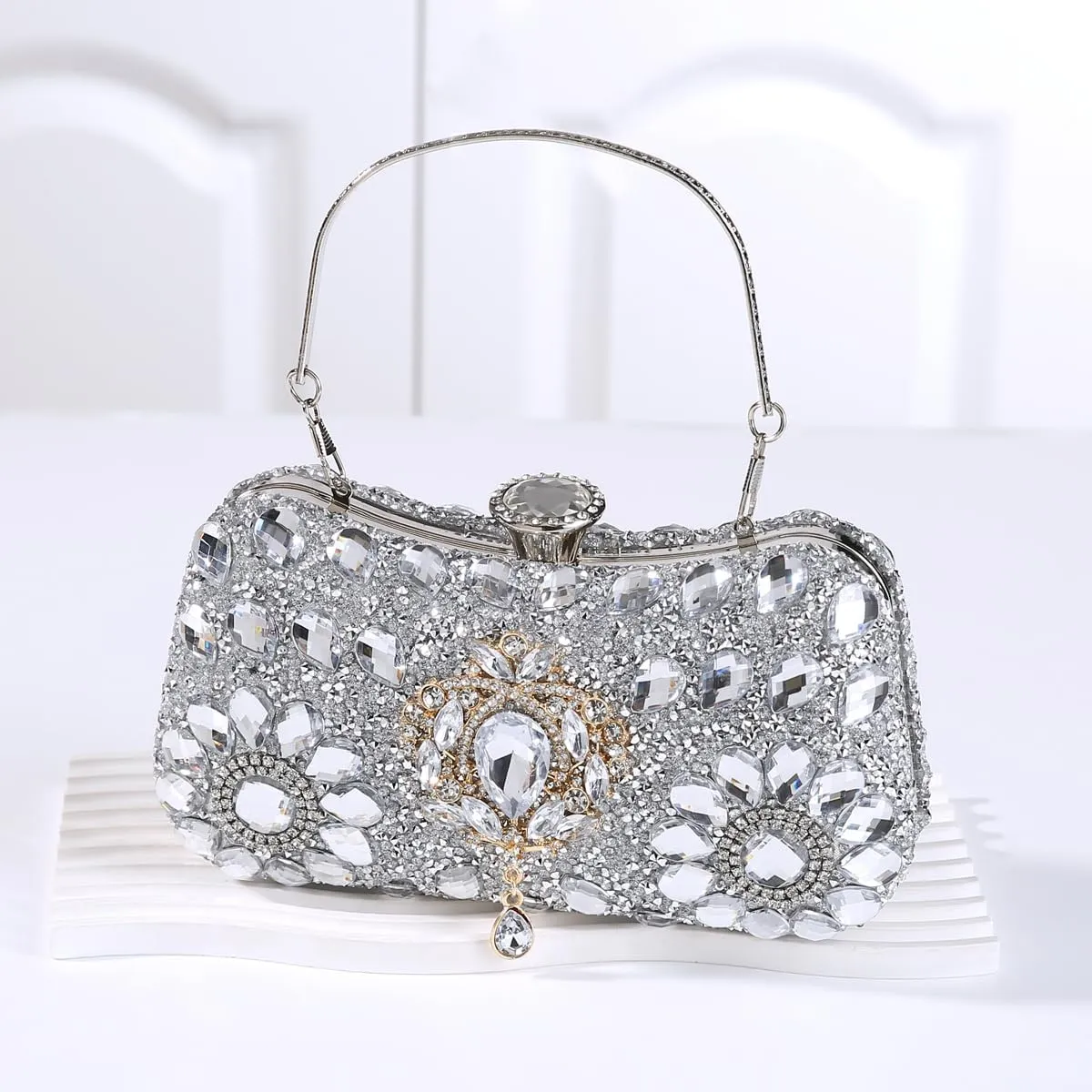Dreubea Clutch Purses for Women Rhinestone Evening Bag Sparkling Crystal Wedding Party Handbags