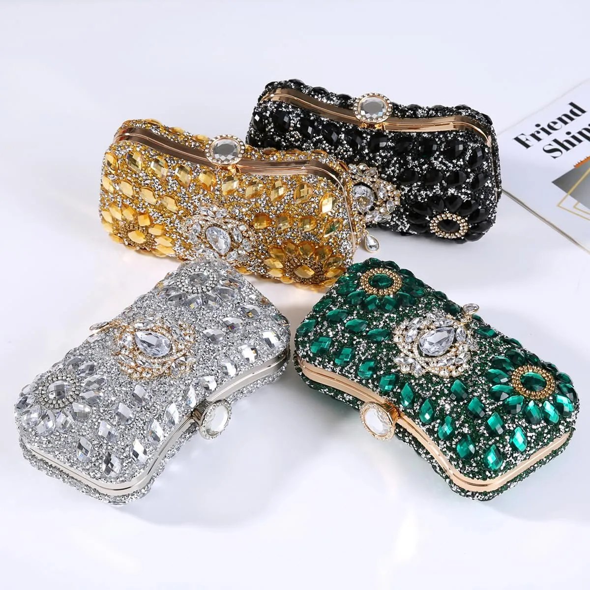 Dreubea Clutch Purses for Women Rhinestone Evening Bag Sparkling Crystal Wedding Party Handbags