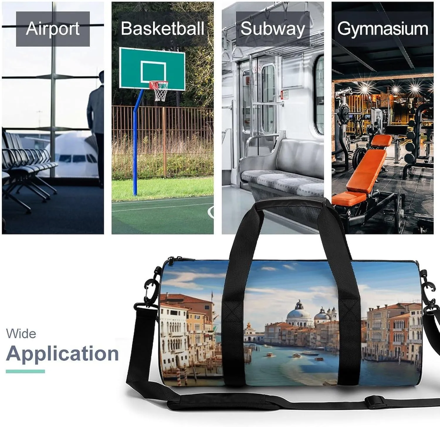 Duffel Bag for Men Women Gym Bag Grand Canal in Italy Travel Duffel Bag Waterproof Overnight Bag for Sports Workout