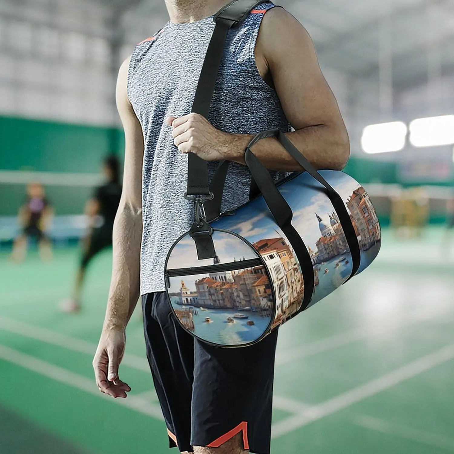 Duffel Bag for Men Women Gym Bag Grand Canal in Italy Travel Duffel Bag Waterproof Overnight Bag for Sports Workout
