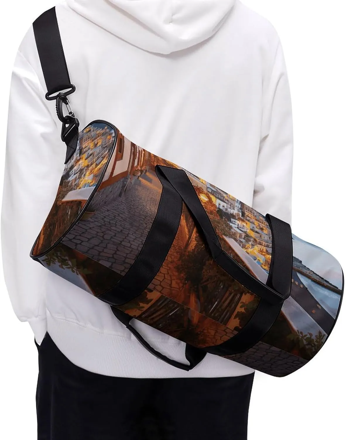 Duffel Bag for Men Women Gym Bag Positano Seaside Sunset Travel Duffel Bag Waterproof Overnight Bag for Sports Workout