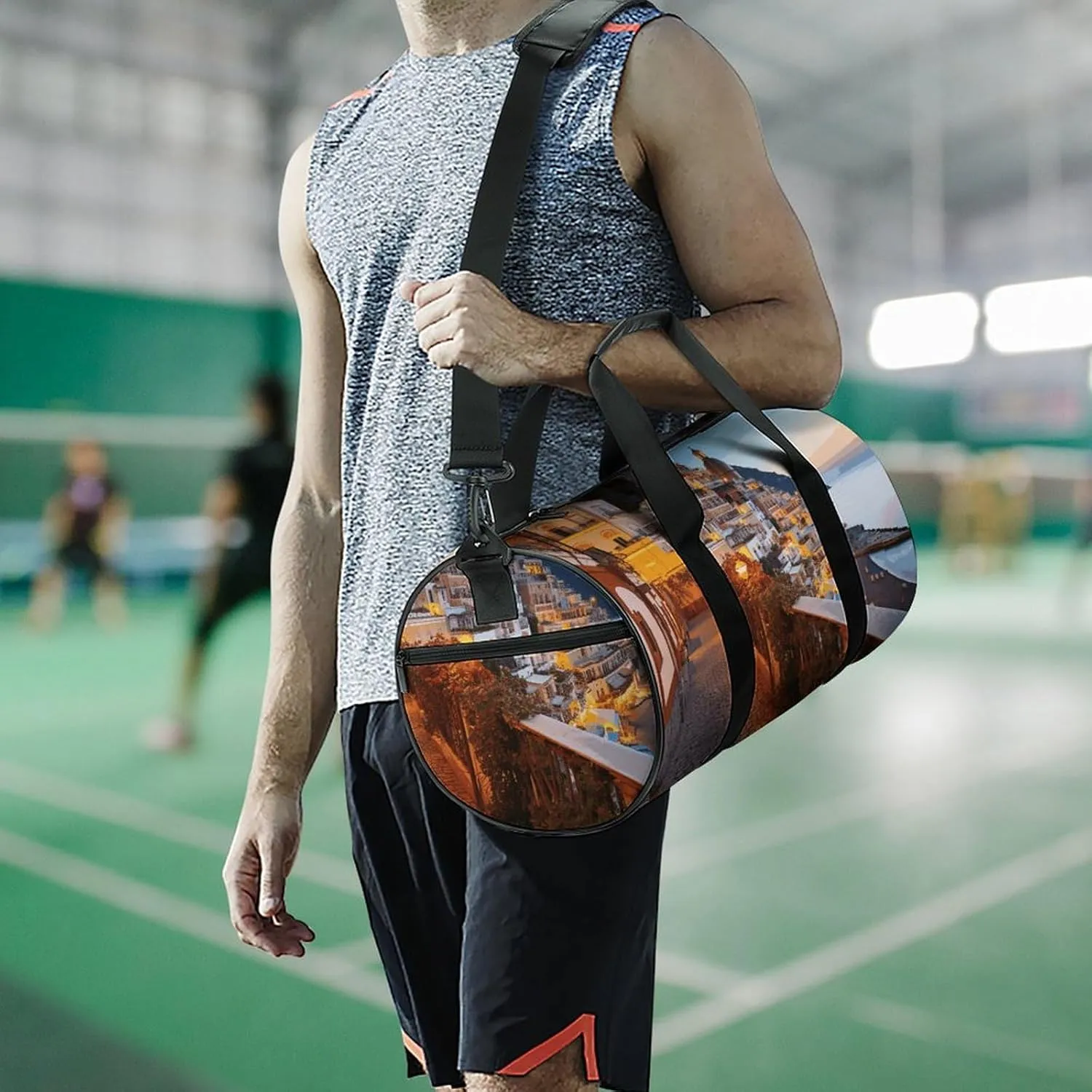 Duffel Bag for Men Women Gym Bag Positano Seaside Sunset Travel Duffel Bag Waterproof Overnight Bag for Sports Workout