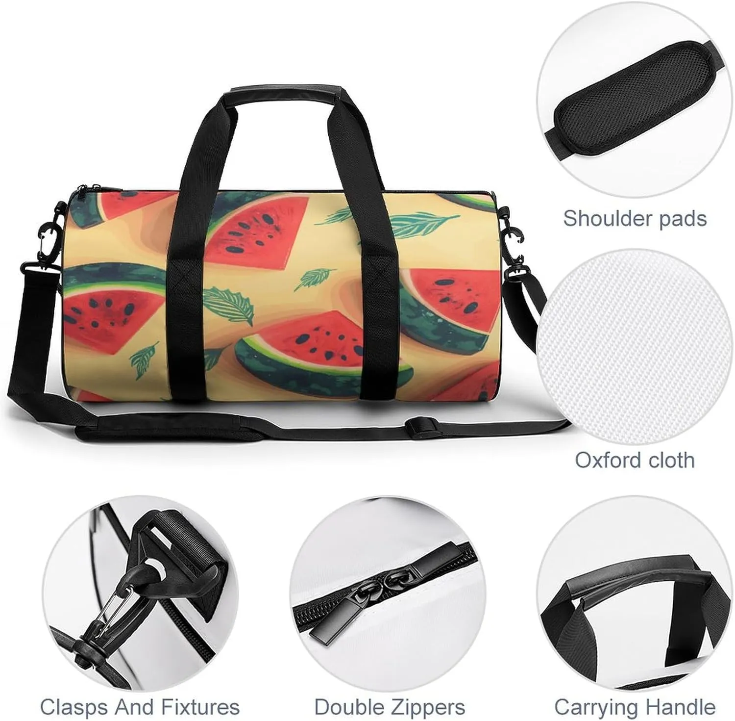 Duffel Bag for Men Women Gym Bag Summer Watermelon Travel Duffel Bag Waterproof Overnight Bag for Sports Workout