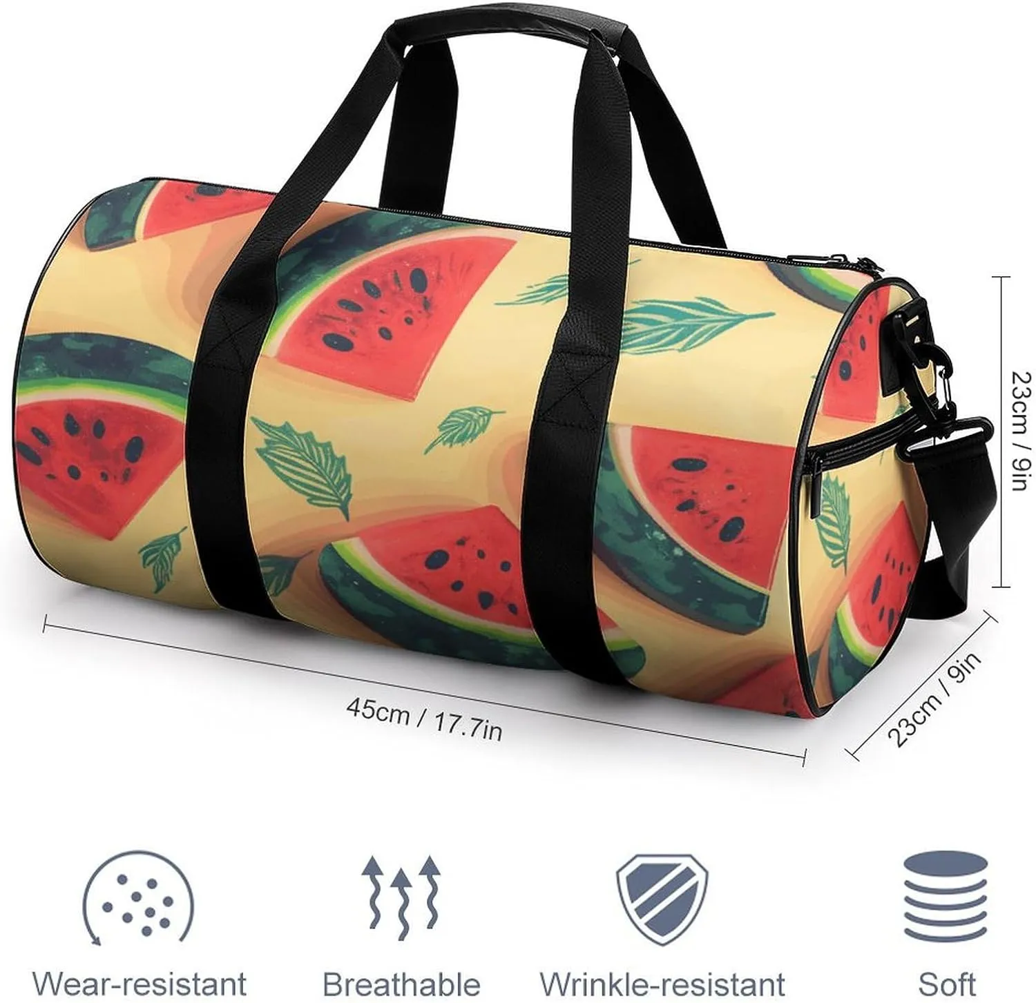 Duffel Bag for Men Women Gym Bag Summer Watermelon Travel Duffel Bag Waterproof Overnight Bag for Sports Workout