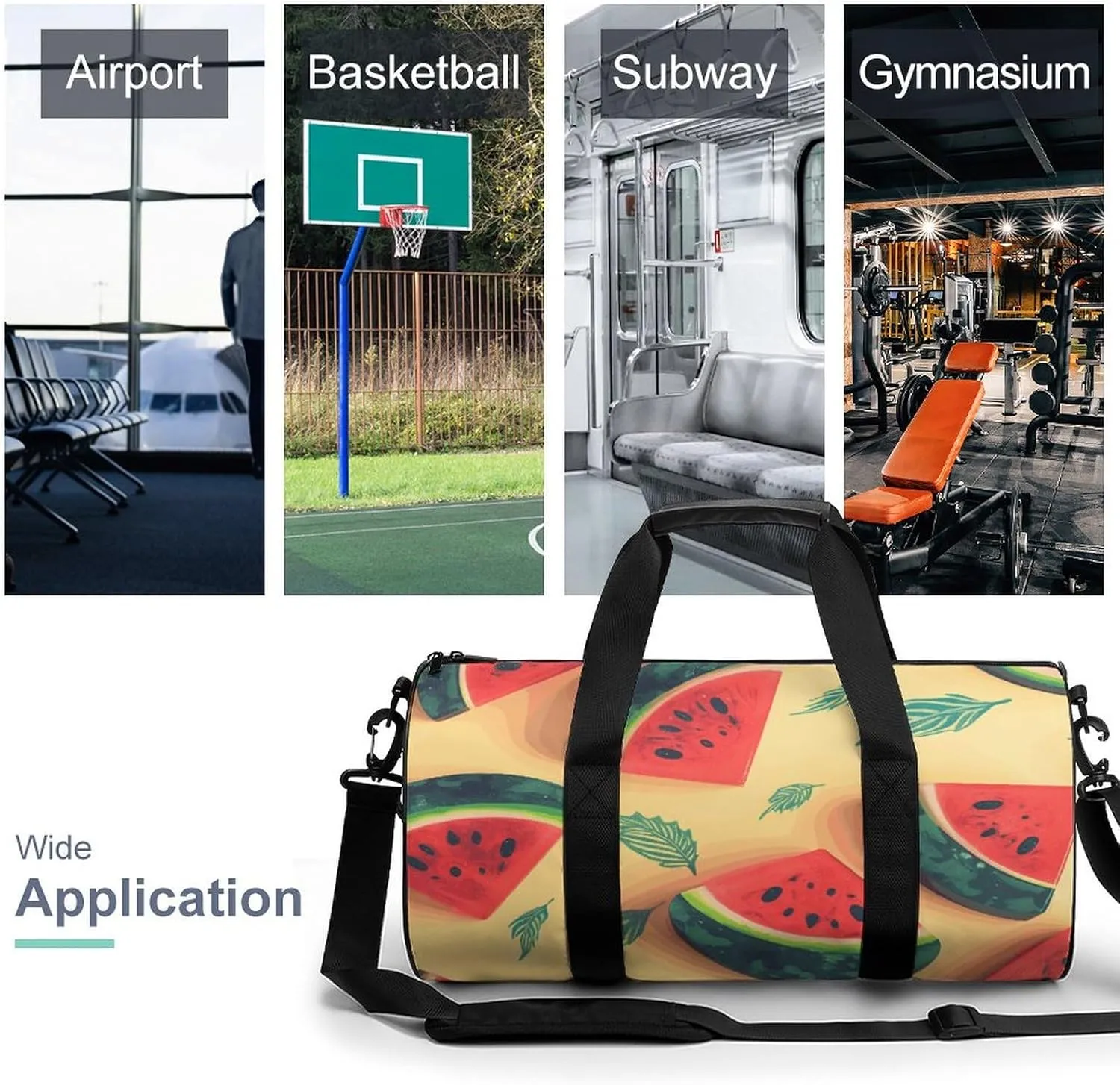 Duffel Bag for Men Women Gym Bag Summer Watermelon Travel Duffel Bag Waterproof Overnight Bag for Sports Workout
